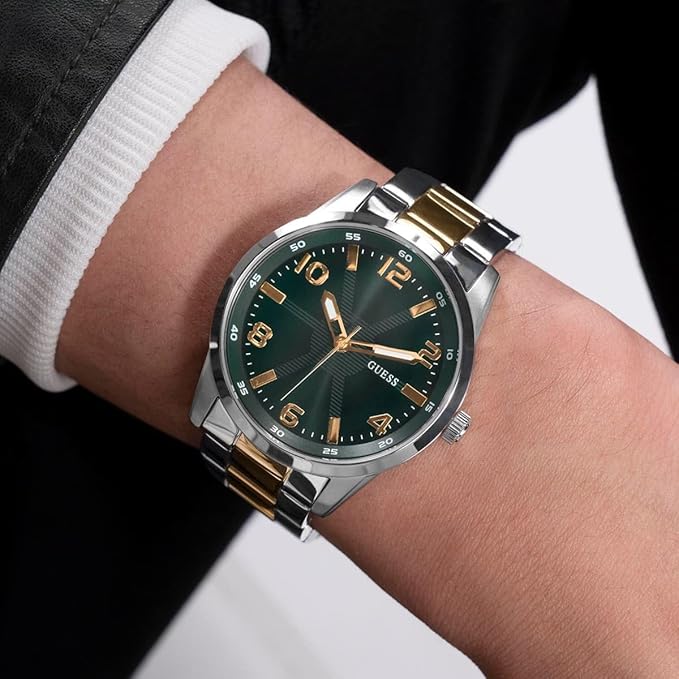 GUESS Stainless Steel Analog Green Dial Men's Watch-Gw0804G4, Band Color:Multicolor