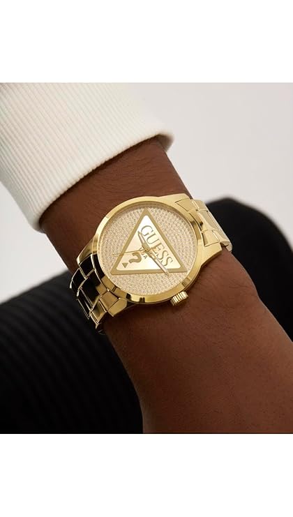 GUESS Badge Analog Watch for Men with Round Dial & Water Resistant Man's Wrist Watches