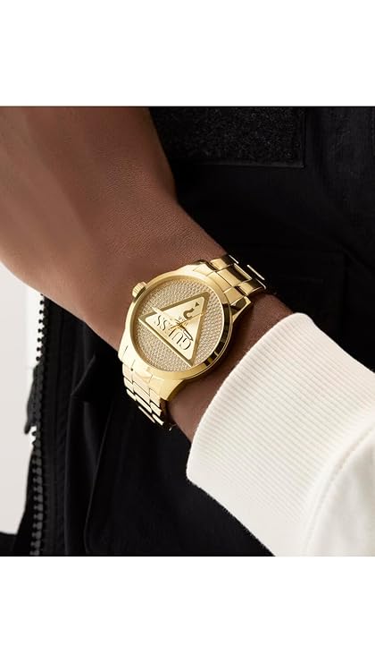 GUESS Badge Analog Watch for Men with Round Dial & Water Resistant Man's Wrist Watches