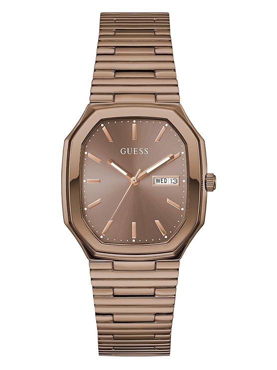 GUESS Bronze-Tone Rectangle Dial Analog Men's Watch
