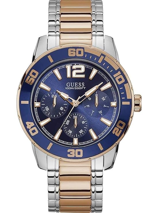 GUESS Stainless Steel Analog Blue Dial Men Watch-W1249G3, Multi-Color Band