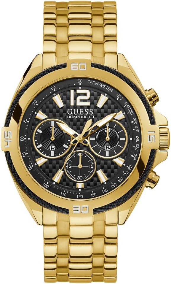 GUESS WATCH STAINLESS STEEL BLACK GOLDEN MEN W1258G2