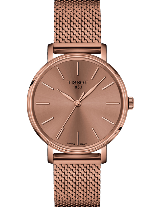 Tissot Everytime Women Quartz Pink Dial Analog Mesh Watch