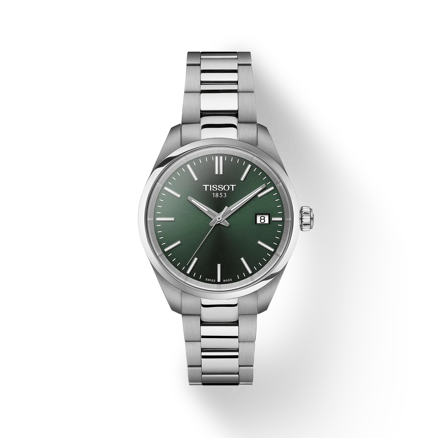 TISSOT PR 100 Women Quartz Green Dial Analog Stainless Steel Watch