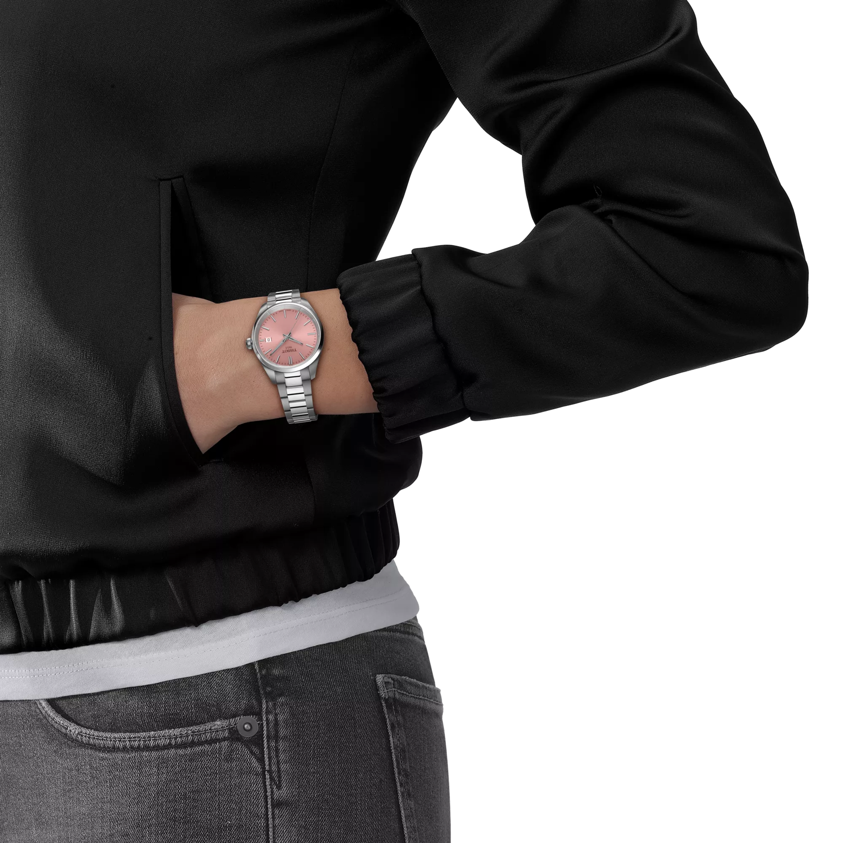 TISSOT PR 100 Women Quartz Pink Dial Analog Stainless Steel Watch