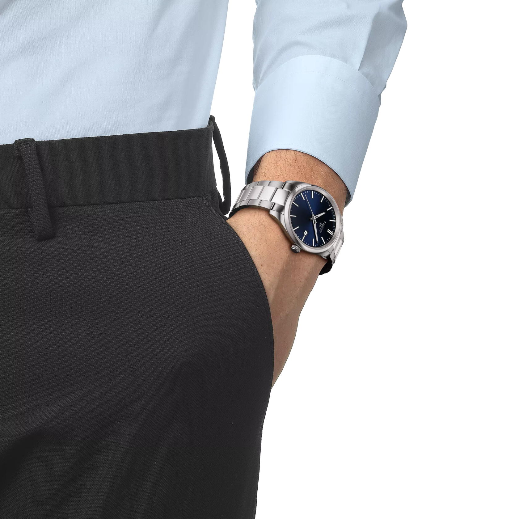 TISSOT PR 100 Men Quartz Blue Dial Analog Stainless Steel Watch