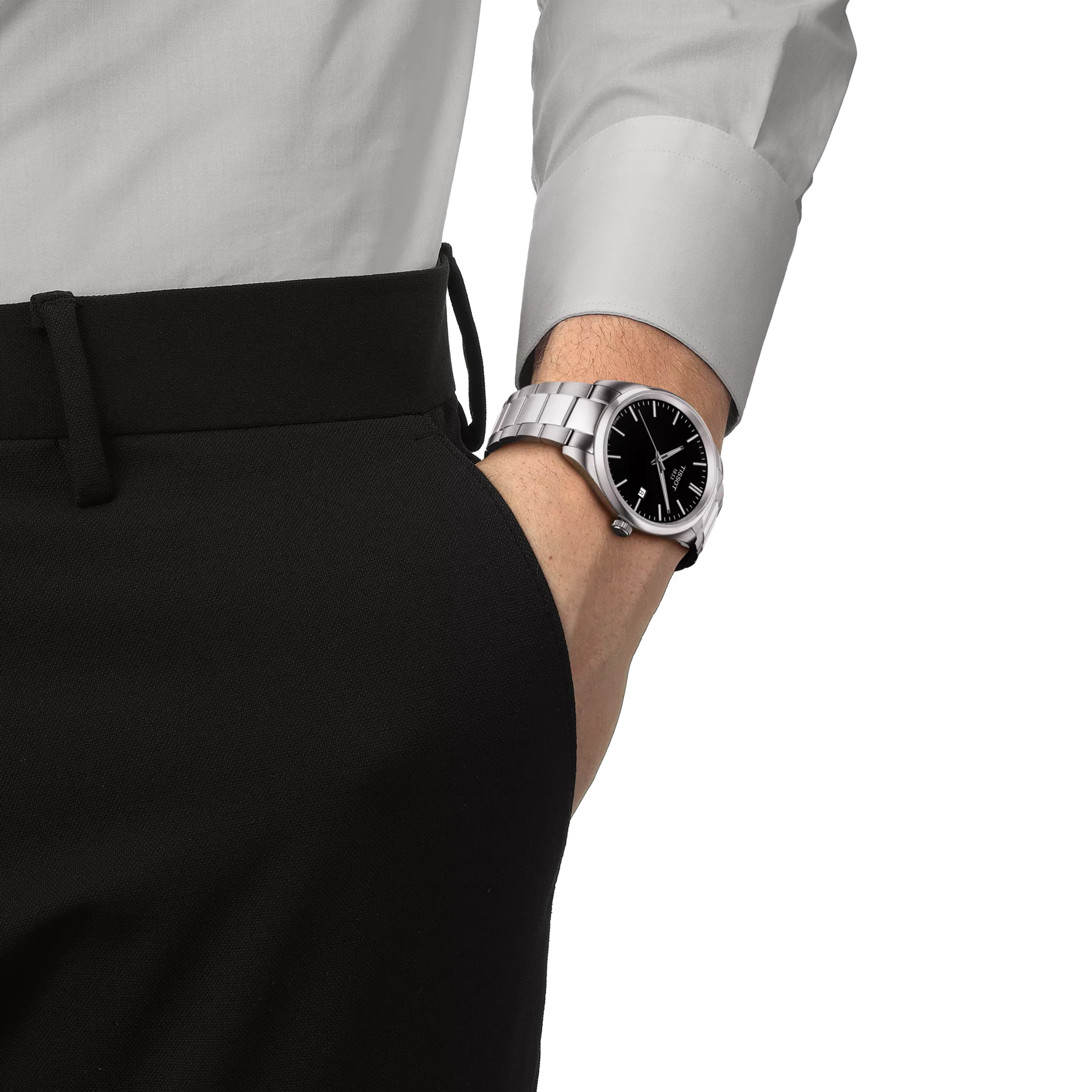 TISSOT PR 100 Men Quartz Black Dial Analog Stainless Steel Watch