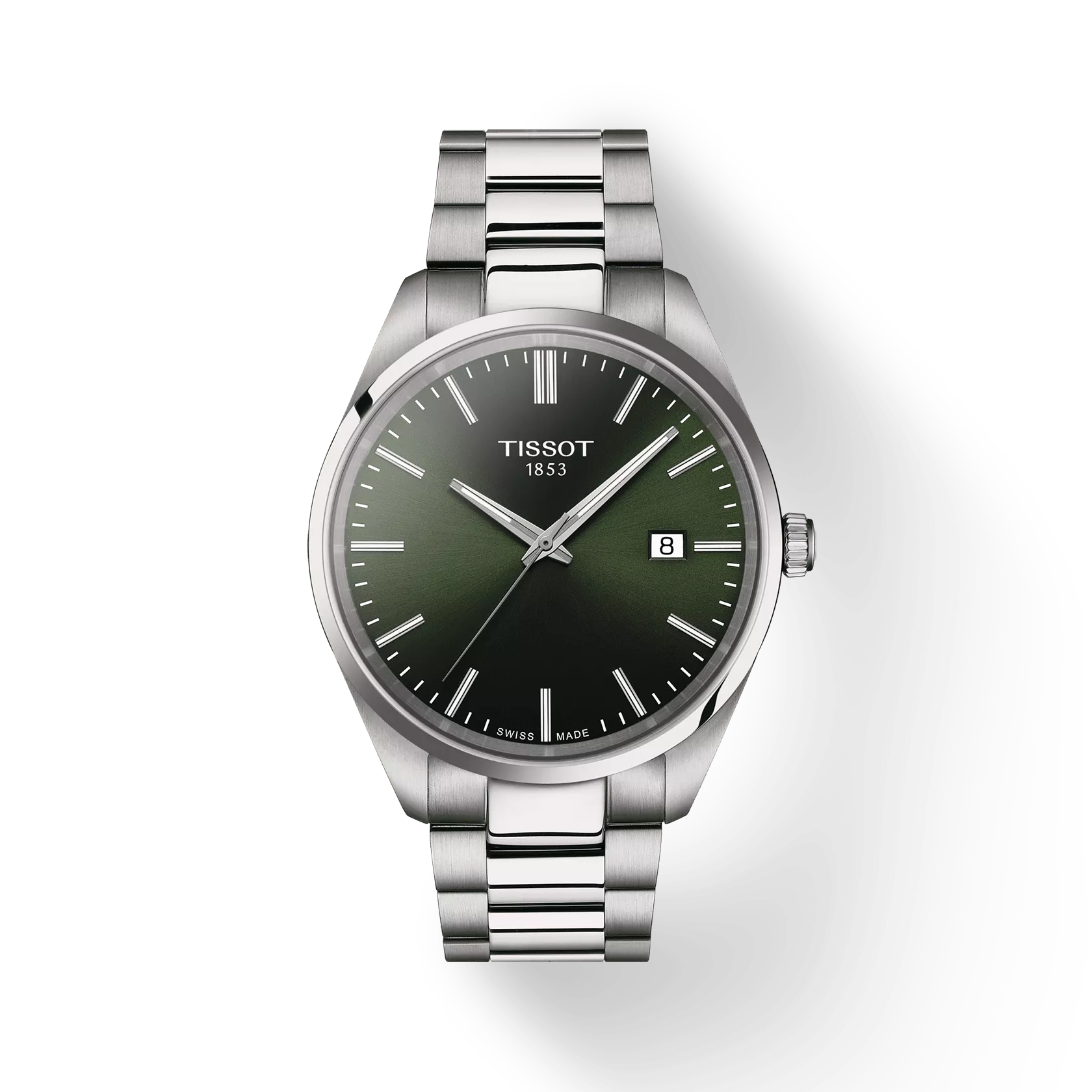 TISSOT PR 100 Men Quartz Green Dial Analog Stainless Steel Watch