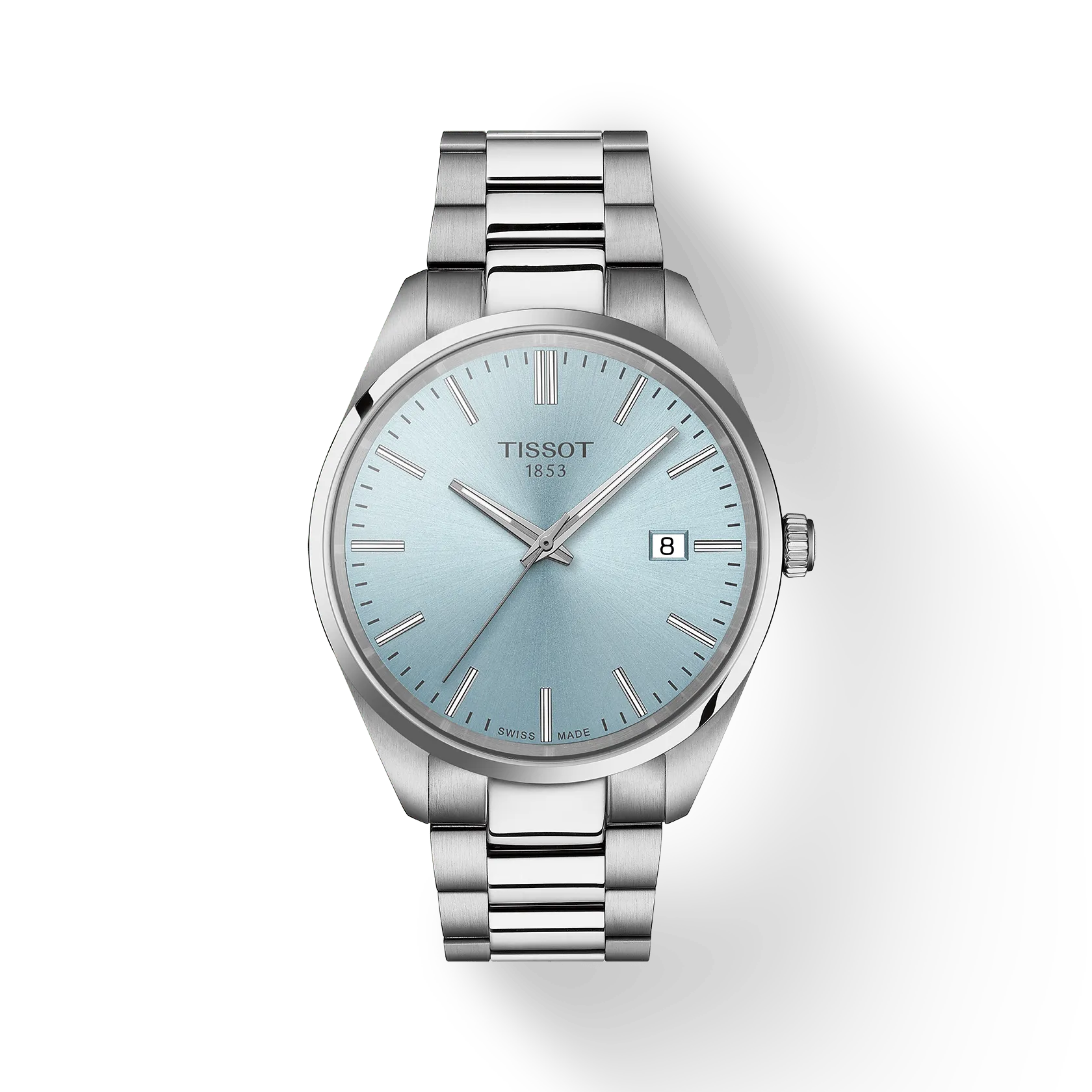 TISSOT PR 100 Men Quartz Ice Blue Dial Analog Stainless Steel Watch