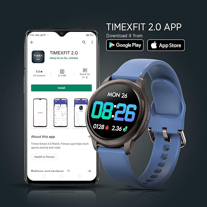 TIMEX Fit 3.0, Bluetooth Calling, 1.78" AMOLED, Metal Body Case, 24/7 Heart Rate Monitoring, SpO2, Step Count, Phone Finder, Camera & Music Control, 7 Day Battery