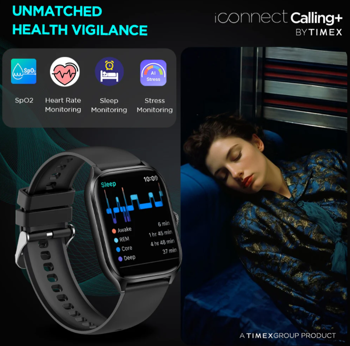 Timex IConnect Calling 2.01 inches (5.10 cm) TFT Display With 240x296 Pixel Resolution|Functional Crown|Bluetooth Calling|AI Voice Assist