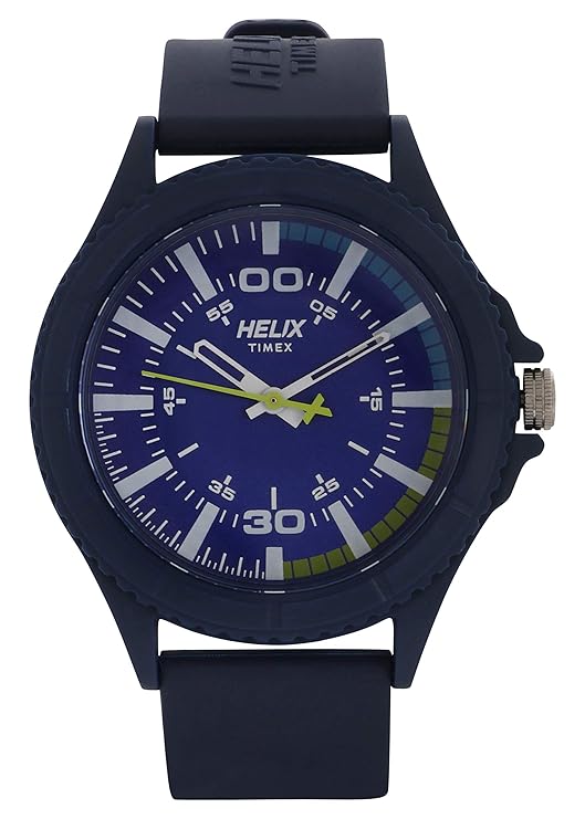 helix Rubber Analog Blue Dial Men's Watch