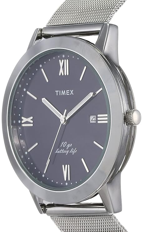 TIMEX Empera Analog Watch for Man with Blue Round Dial & Silver Stainless Steel Bracelet Band Water Resistant Men's Wrist Watches