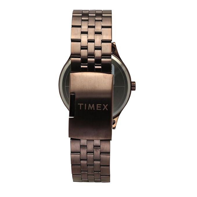 TIMEX Analog Watch for Man with Brown Round Dial & Brown Stainless Steel Bracelet Band Water Resistant Men's Wrist Watches