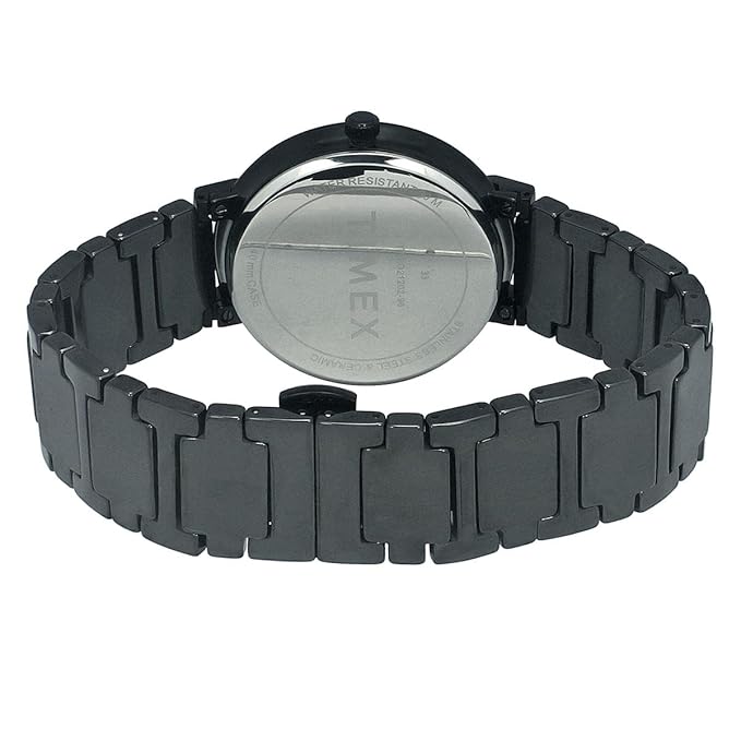 TIMEX Analog Watch for Man with Black Round Dial & Black Ceramic Bracelet Band Water Resistant Men's Wrist Watches
