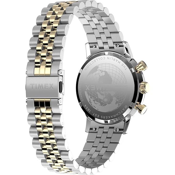 TIMEX Marlin Analog Green Round Dial & Two-Tone Stainless Steel Bracelet Band Water Resistant Men's Wrist Watch