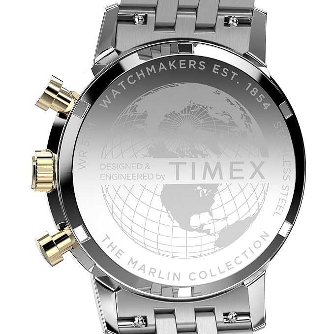 TIMEX Marlin Analog Green Round Dial & Two-Tone Stainless Steel Bracelet Band Water Resistant Men's Wrist Watch