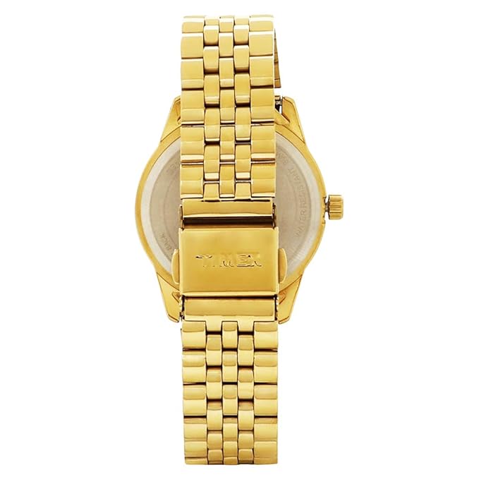 TIMEX Analog Watch for Women with Champagne Round Dial & Gold Stainless Steel Bracelet Band Water Resistant Women's Wrist Watches