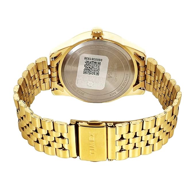 TIMEX Analog Watch for Women with Champagne Round Dial & Gold Stainless Steel Bracelet Band Water Resistant Women's Wrist Watches
