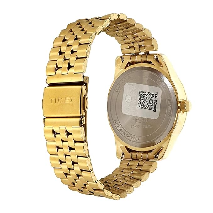 TIMEX Analog Watch for Women with Champagne Round Dial & Gold Stainless Steel Bracelet Band Water Resistant Women's Wrist Watches