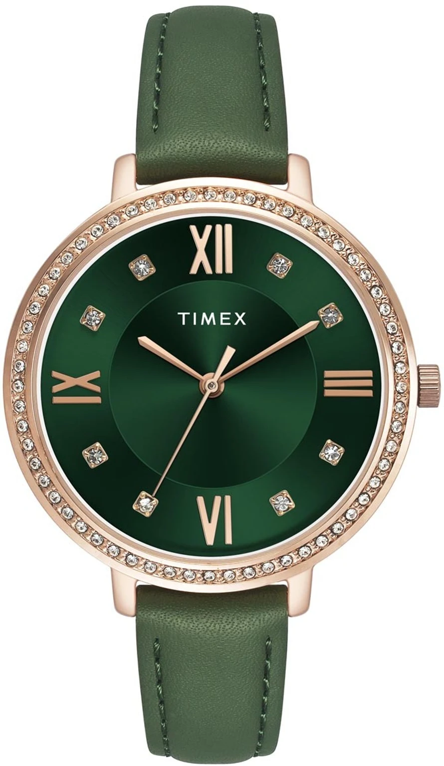 Fashion Women Quartz Green Dial Analog Leather Watch