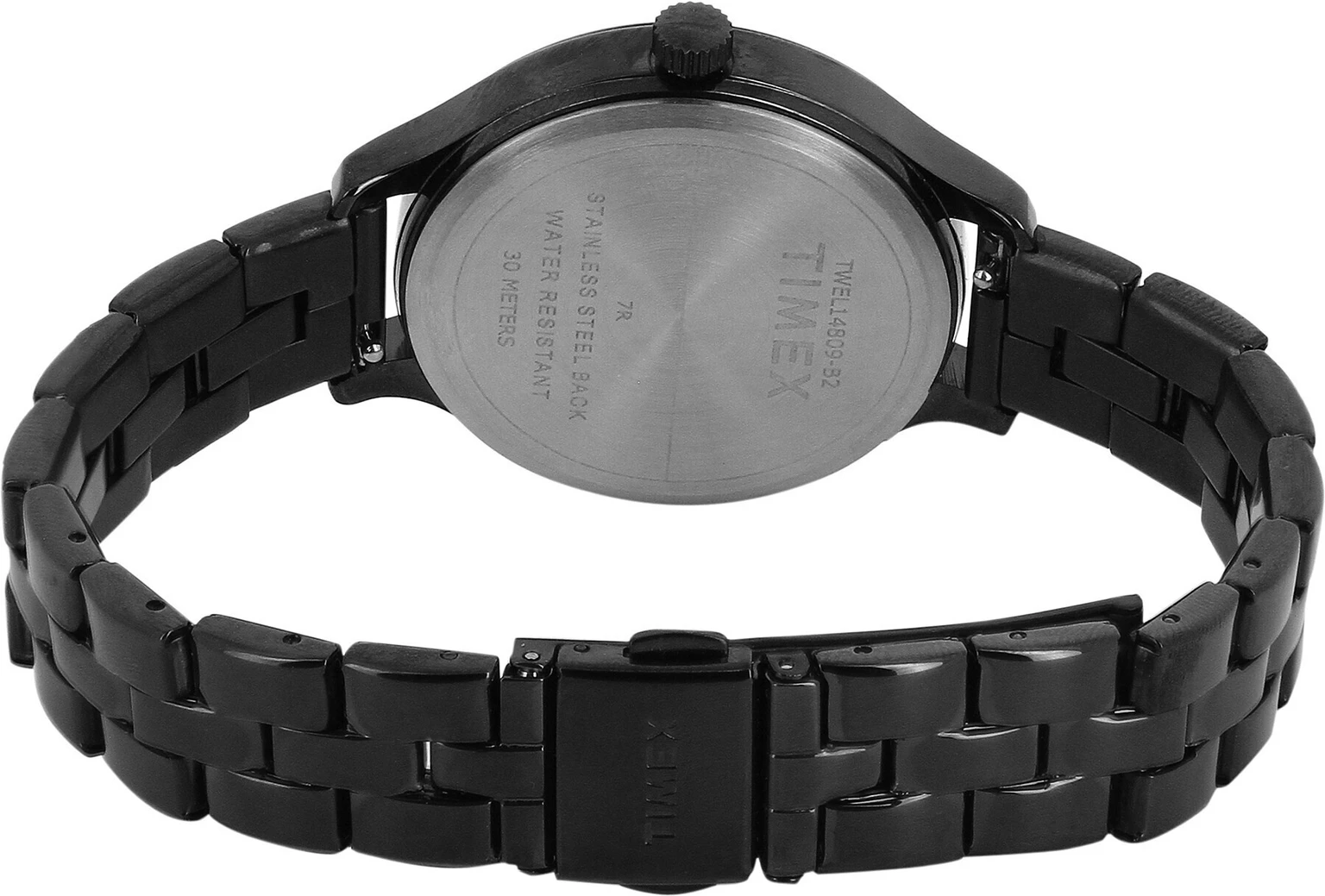 TIMEX Analog Watch for Women with Black Round Dial & Black Stainless Steel Bracelet Band Water Resistant Women's Wrist Watches