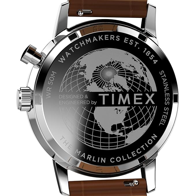 TIMEX Marlin Analog Green Round Dial & Brown Leather Strap Band Water Resistant Men's Wrist Watch
