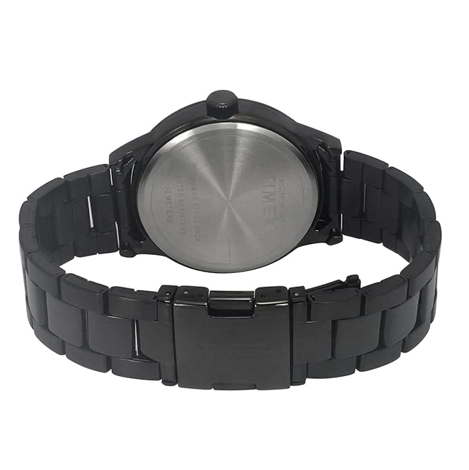 TIMEX Analog Watch for Man with Black Round Dial & Black Stainless Steel Bracelet Band Water Resistant Men's Wrist Watch