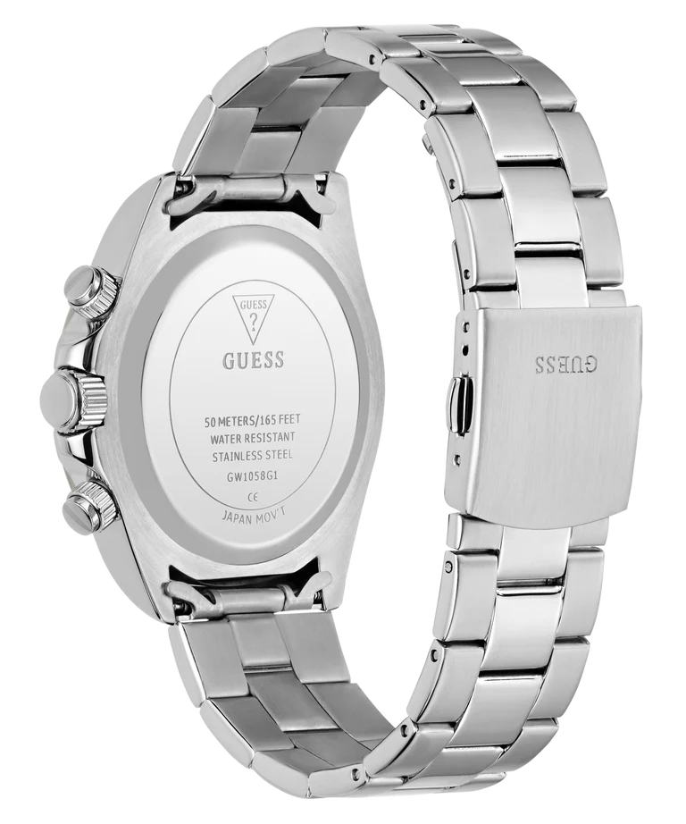 GUESS Mens Arthur Silver Tone Analog Watch