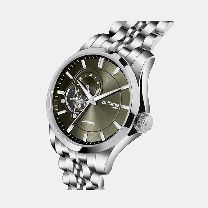 Men Automatic Green Dial Analog Stainless Steel Watch