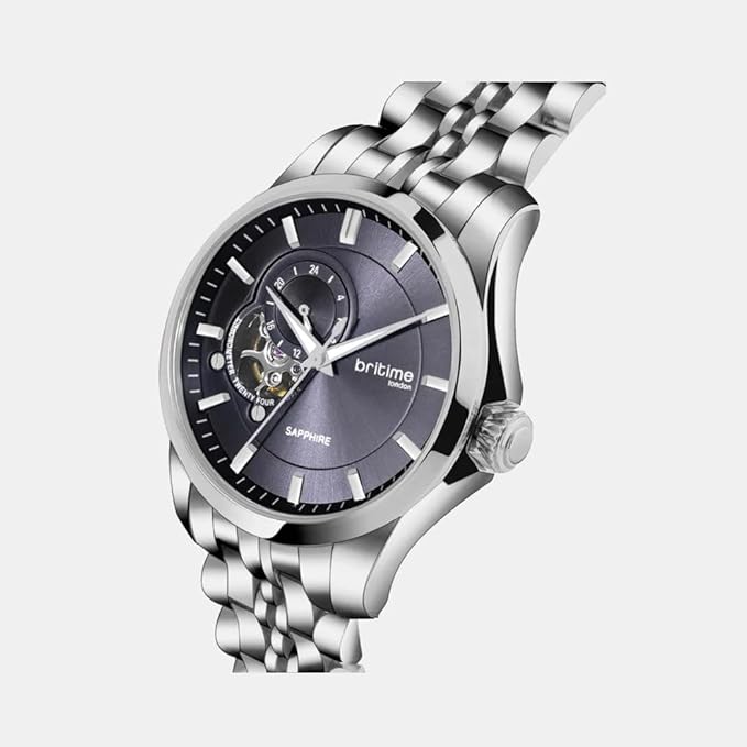 Men Automatic Blue Dial Analog Metal Watch
