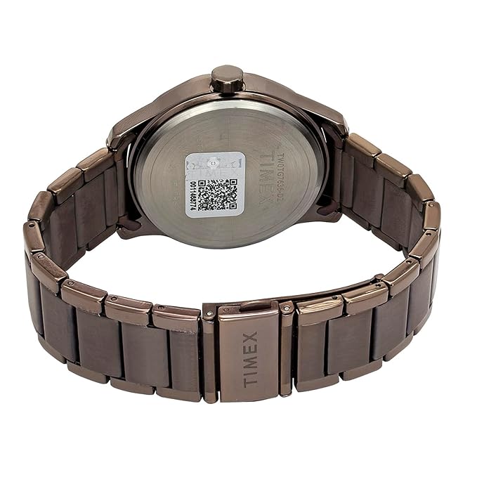 TIMEX Analog Watch for Man with Brown Round Dial & Brown Stainless Steel Bracelet Band Water Resistant Men's Wrist Watches