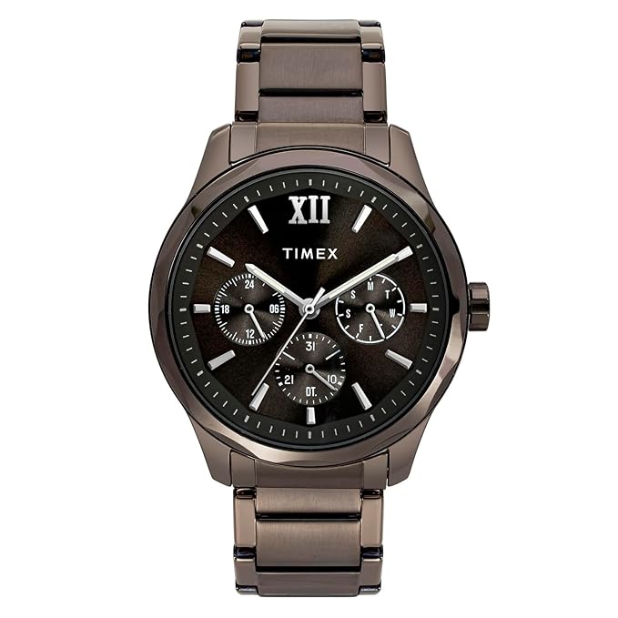 TIMEX Analog Watch for Man with Brown Round Dial & Brown Stainless Steel Bracelet Band Water Resistant Men's Wrist Watches