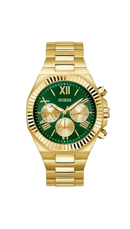 GUESS Men Green Round Dial Analogue Stainless Steel Band Watch