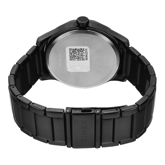 TIMEX Analog Watch for Man with Black Round Dial & Black Stainless Steel Bracelet Band Water Resistant Men's Wrist Watch