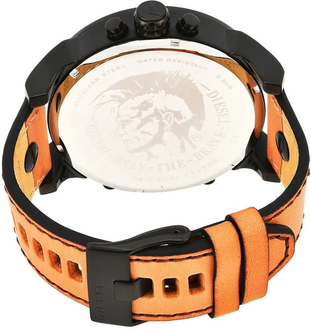 Diesel Men's Mr. Daddy 2.0 Black IP and Brown Leather Chronograph Watch Analog Watch  - For Men