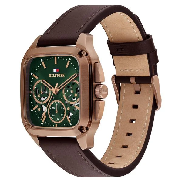 TOMMY HILFIGER green Herald 39 mm Green Dial Leather Analogue Watch For Men