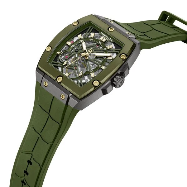 Kenneth Cole Automatic Green Dial Green Colour Silicone Strap Watch For Men