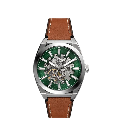 Everett Automatic Brown Leather Watch