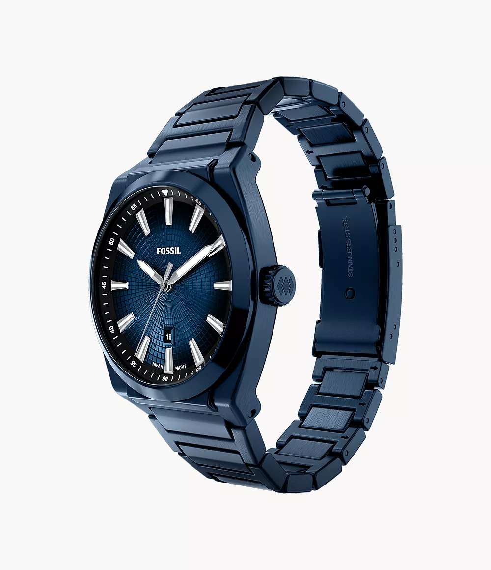 Everett Three-Hand Navy Stainless Steel Watch