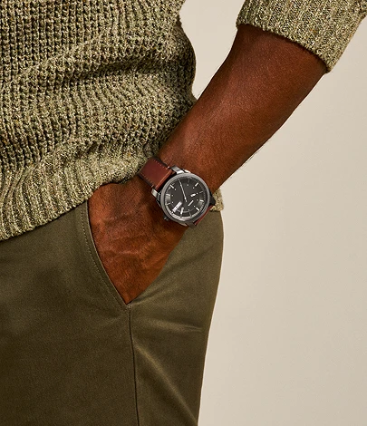 Machine Three-Hand Date Brown Leather Watch