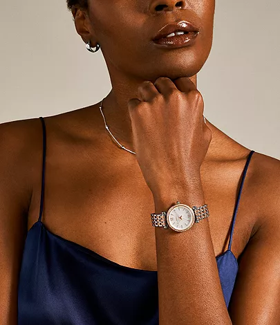Carlie Mini Three-Hand Two-Tone Stainless Steel Watch