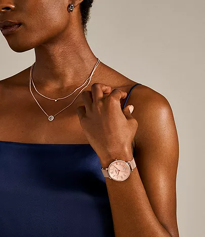 Jacqueline Three-Hand Date Rose Gold-Tone Stainless Steel Watch