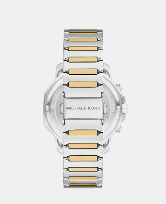 Michael Kors Oversized Prescott Men Quartz Silver Dial Chronograph Stainless Steel Watch