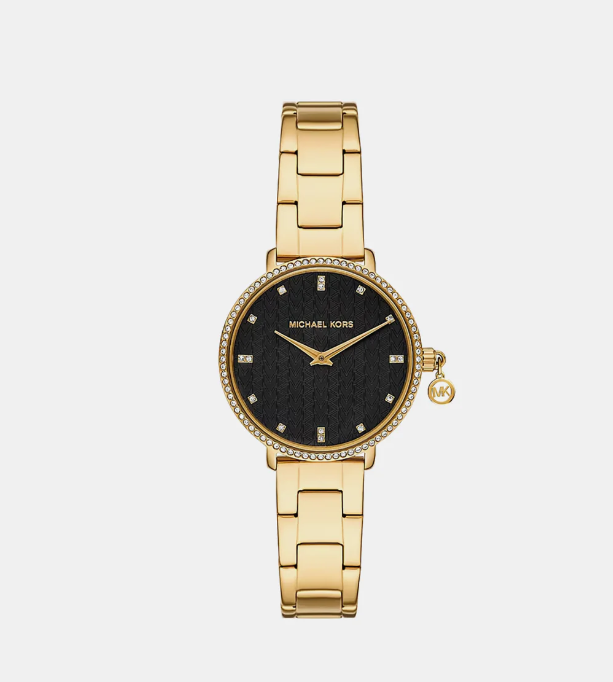 Michael Kors Mini Pyper Pave Women Quartz Black Dial Analog Stainless Steel Watch