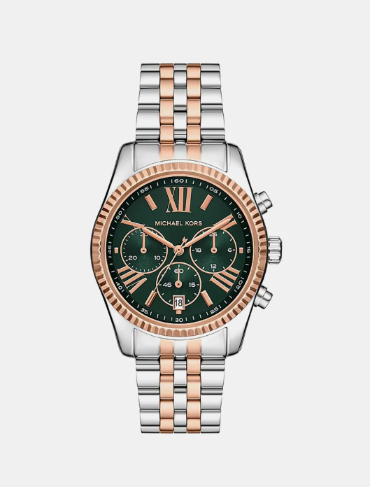 Michael Kors Lexington Women Quartz Green Dial Chronograph Stainless Steel Watch