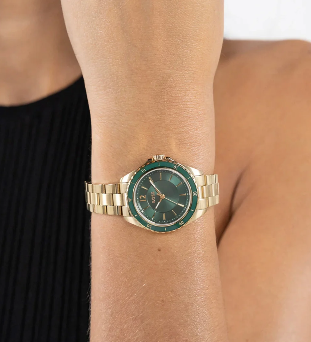 Boss Sage Aqua Women Quartz Green Dial Analog Stainless Steel Watch