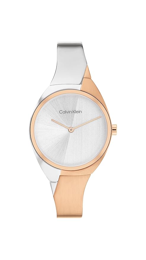 Calvin Klein Charming Qtz Basic Slim Silver White Special Dial Women's Watch|Two Tone Stainless Steel Material|Silver Color Band