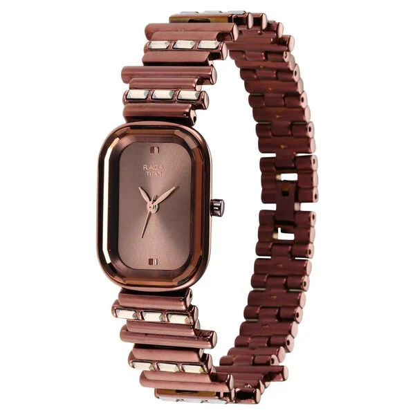 Raga Women's Love all: Elegant Oval Brown Dial & Metal Strap Watch
