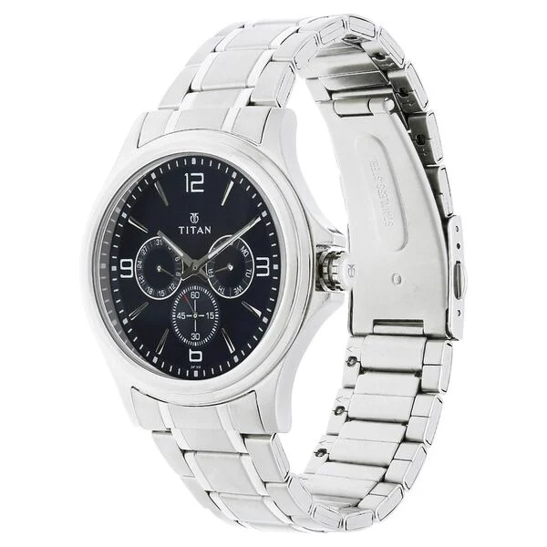 Titan Blue Dial Quartz Multifunction Stainless Steel Strap watch for Men